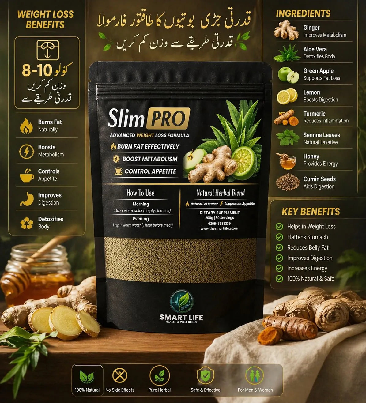 Slim PRO Herbal Weight Loss Formula Key Benefits – Burns Fat Boosts Metabolism Controls Appetite Pakistan